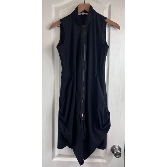 Sun Light Women's Sleeveless Asymmetrical Zip Up Black Dress Size 2 - Picture 1 of 11